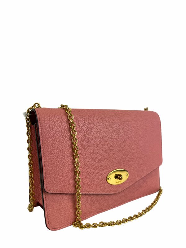 Mulberry BubbleGum Pink Grained Leather Medium  Darley  Crossbody on Sale