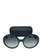 Chanel Black & Turquoise Oval Sunglasses Cheap