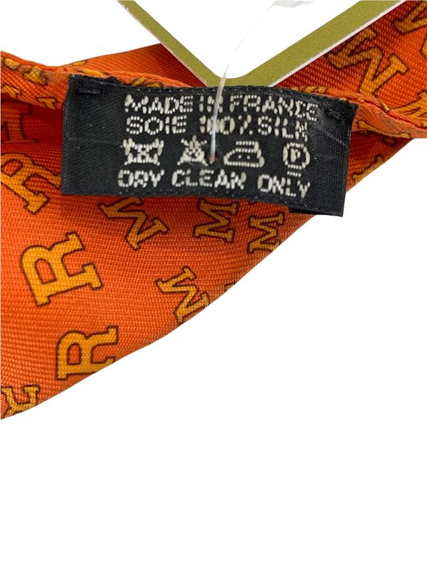 Hermès Orange Silk Printed  Twilly  Scarf. Sale