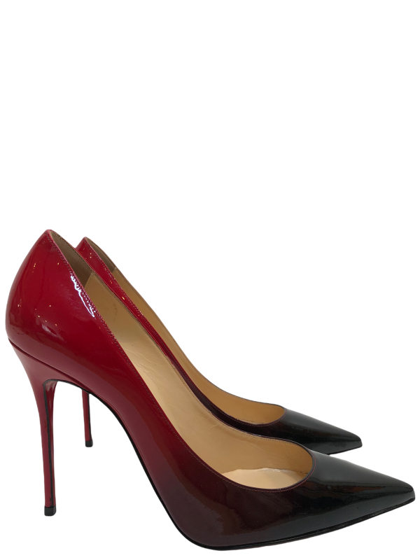 Christian Louboutin Black & Red Ombré Patent Stiletto Heel - UK 6.5 Online now