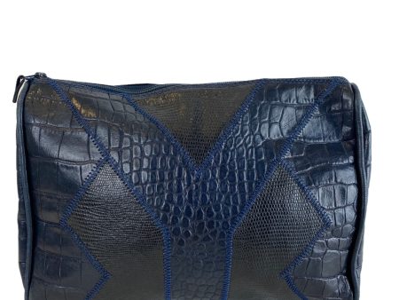 Yves Saint Laurent Blue Croc Effect Clutch - As Seen on Instagram 21 10 2020 Discount