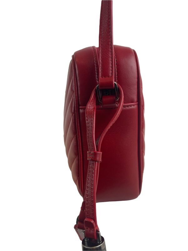 Saint Laurent Red Chevron Leather “Lou” Camera Crossbody Online Sale