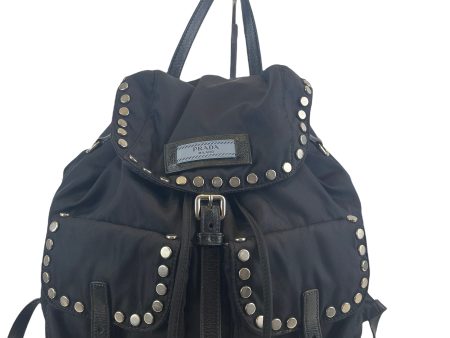 Prada Black Nylon Studded Backpack For Discount