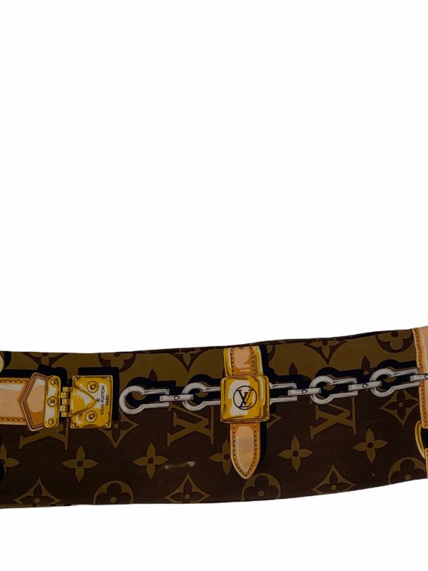 Louis Vuitton Brown Monogram Silk Scarf Bag Scarf Hot on Sale