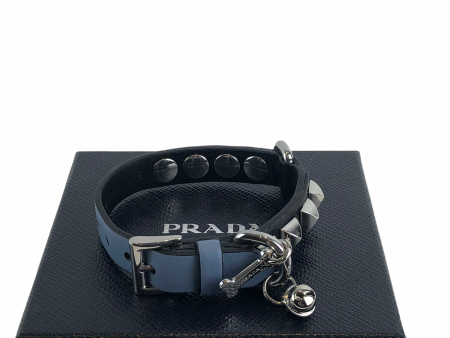 Prada Blue Leather Dog Collar For Sale