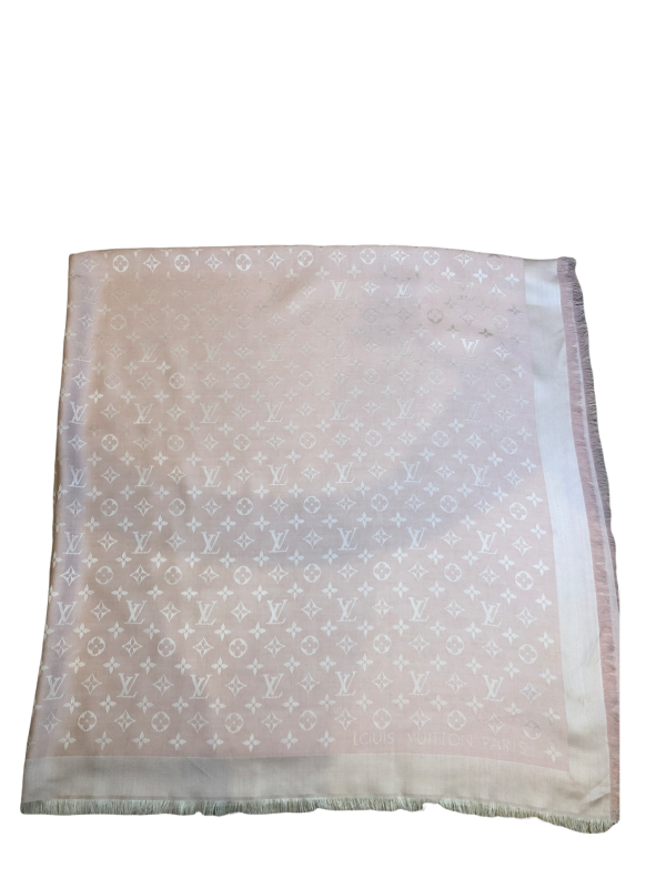 Louis Vuitton Pink Silk Monogram Scarf on Sale