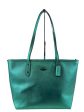 Coach Metallic Green Leather Tote Hot on Sale