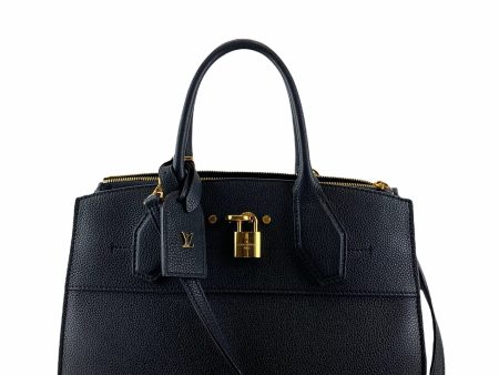 Louis Vuitton Black Leather ‘City Steamer’ Tote For Sale