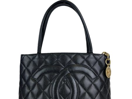 Chanel Black Caviar Leather Medallion Tote For Cheap