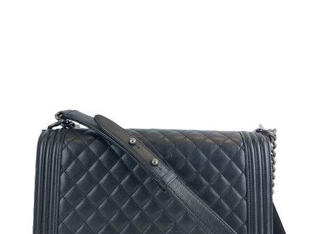 Chanel Black Calf Skin ‘Boy Bag’ Chain Crossbody Bag Online Sale