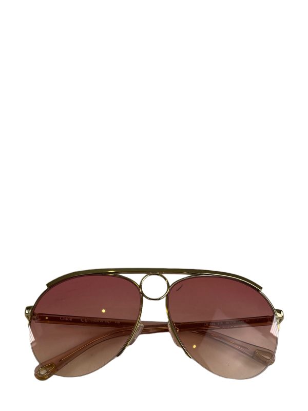 Chloé Gold Pink Aviator Sunglasses Cheap