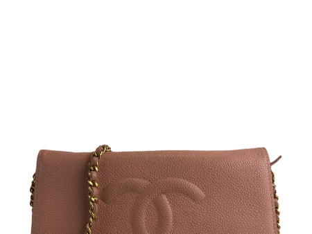 Chanel Vintage Pink Caviar Leather “Wallet on Chain” For Sale