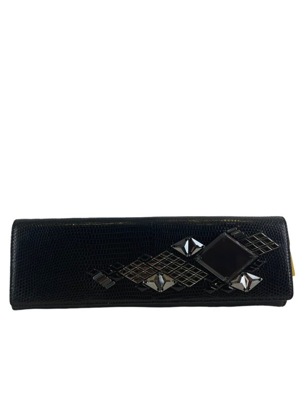 Gucci Black Leather Diamonte Clutch Online Sale