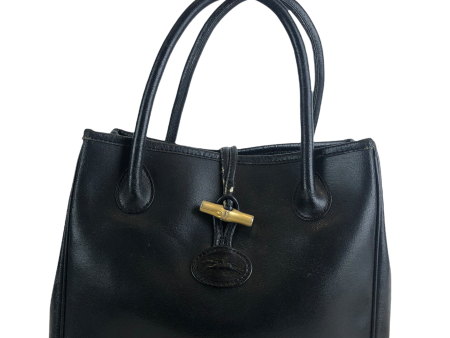 Longchamp Black Leather Tote Bag Online now