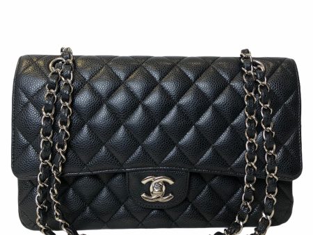 Chanel Black Caviar Leather Medium Double Flap with Silvertone Hardware - As Seen on Instagram Sale