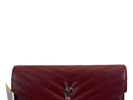 Saint Laurent Red Chevron Quilted Leather “Wallet on Chain” Crossbody Cheap