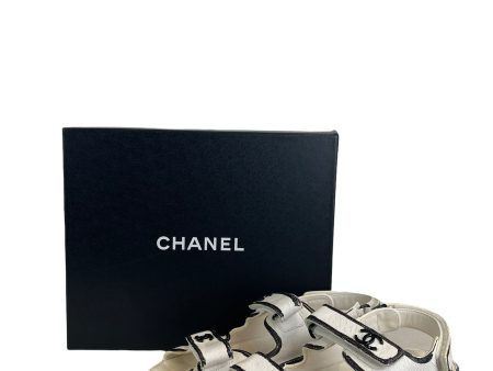 Chanel White Printed Calfskin Sandals - UK 5.5 on Sale