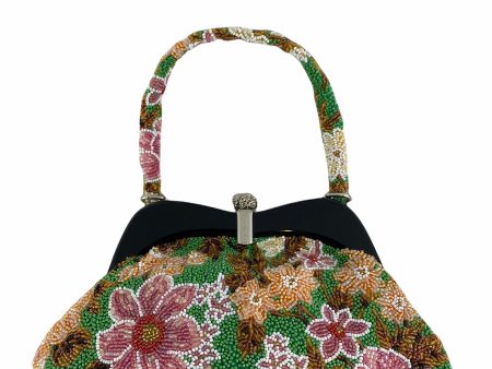 Japanese Vintage Multi Floral Beaded Handbag For Discount