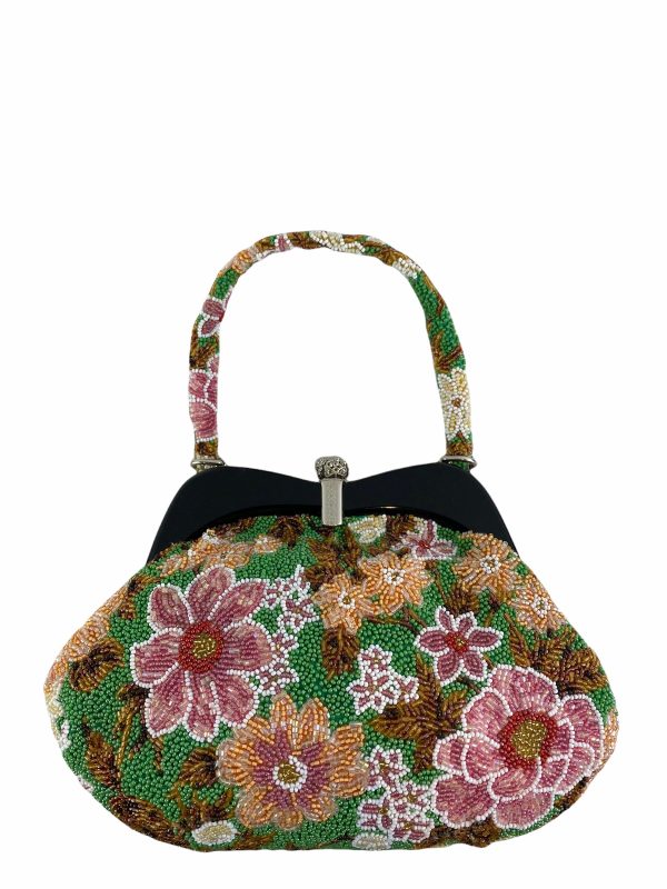 Japanese Vintage Multi Floral Beaded Handbag For Discount