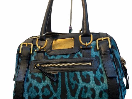 Dolce &Gabbana Teal Print Canvas and Leather Handbag Supply