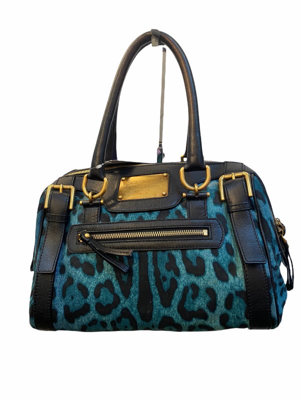 Dolce &Gabbana Teal Print Canvas and Leather Handbag Supply