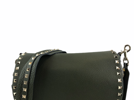 Valentino Olive Leather Studded Handbag For Cheap