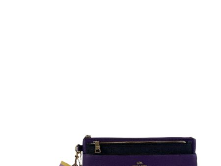 Coach Purple Grained Leather Clutch on Sale