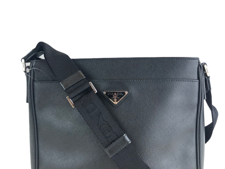 Prada Black Leather Messenger Bag Discount