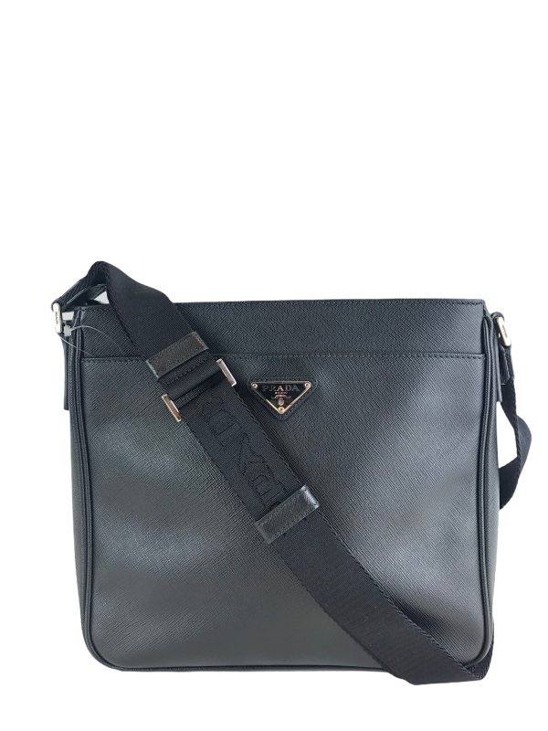 Prada Black Leather Messenger Bag Discount