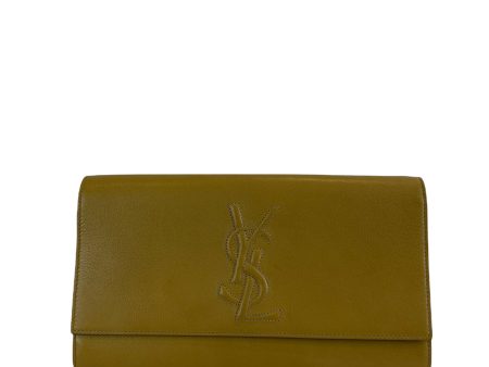 Saint Laurent Beige Leather Monogram Clutch Hot on Sale