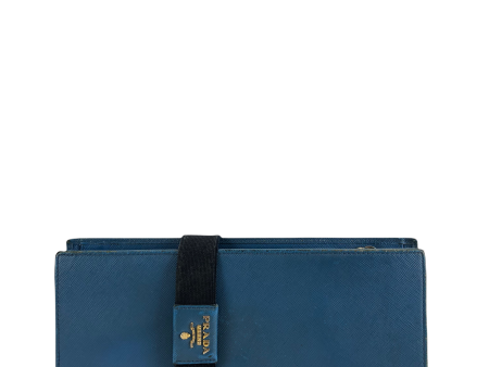 Prada Blue Leather Wallet  Clutch For Discount