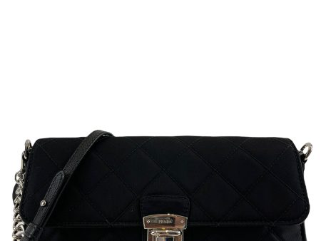 Prada Black Quilted Tessuto “Pushlock Chain Flap” Discount