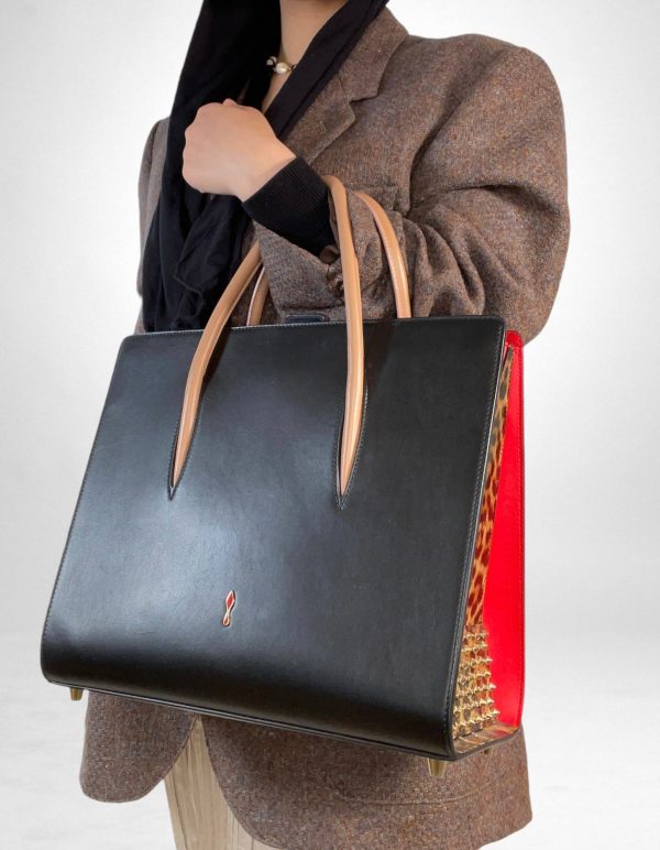 Christian Louboutin Black Leather Tote Sale