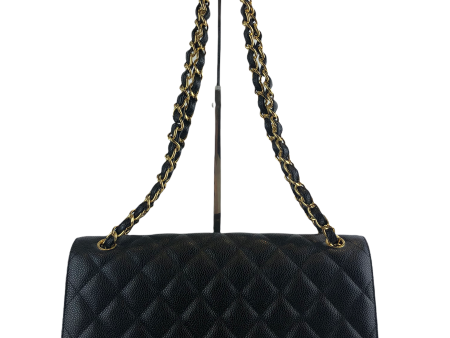 Chanel Black Caviar Leather Jumbo Double Flap For Discount