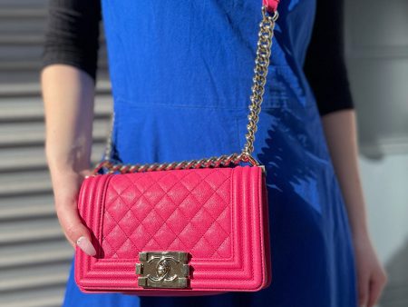 Chanel Small Hot Pink Calfskin Leather  Boy  Crossbody Fashion