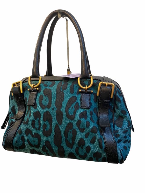 Dolce &Gabbana Teal Print Canvas and Leather Handbag Supply