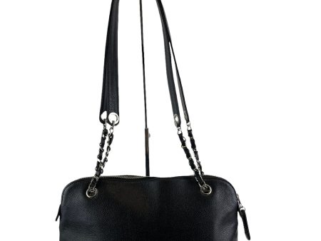 Chanel Vintage Black Caviar Leather Chain Tote Shoulder Bag For Sale