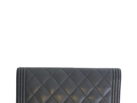 Chanel Black Caviar Leather  Boy  Wallet Online Hot Sale