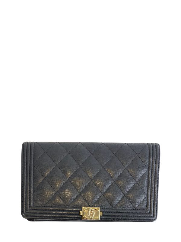 Chanel Black Caviar Leather  Boy  Wallet Online Hot Sale