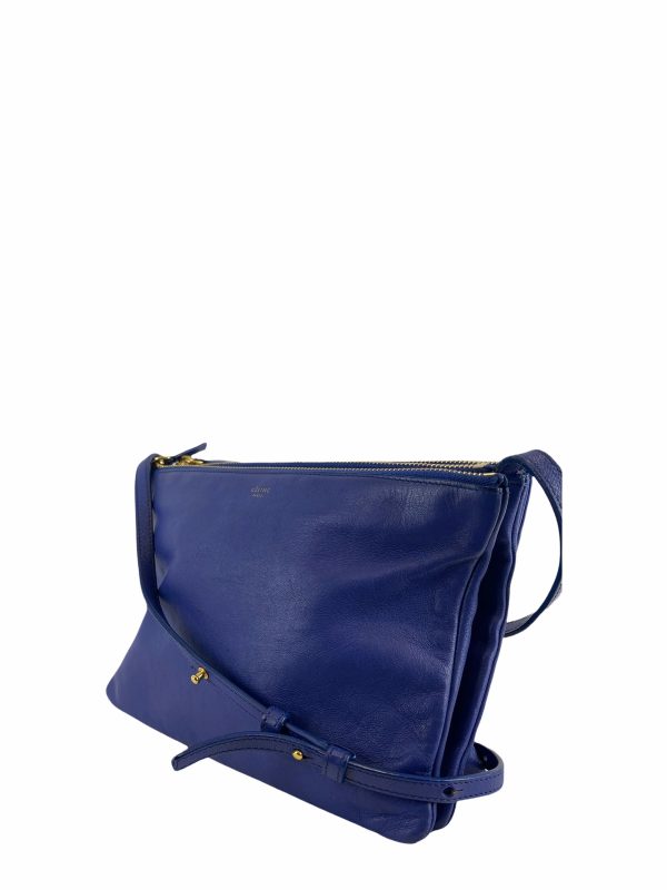 Celine Electric Blue Leather  Trio  Crossbody For Cheap