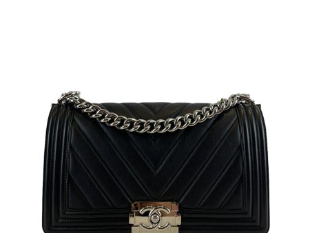 Chanel Small Black Chevron Calfskin Leather  Boy  Flap on Sale