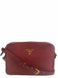 Prada  Vitello Daino  Red Leather Double Zip  Camera Bag  Hot on Sale