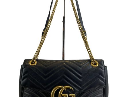 Gucci Black Matelasse Leather GG Marmont Handbag on Sale