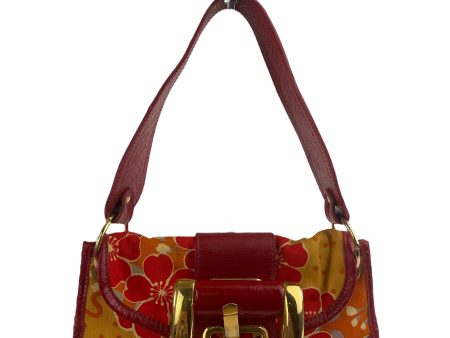 Dolce & Gabbana Small Vintage Red Leather & Floral Fabric Shoulder Bag Online Hot Sale