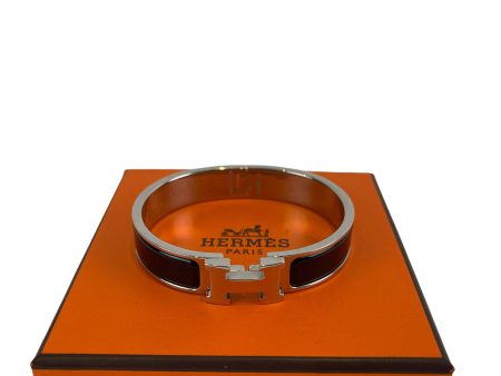 Hermès Black Silver ‘H’ Bangle Braclet For Sale