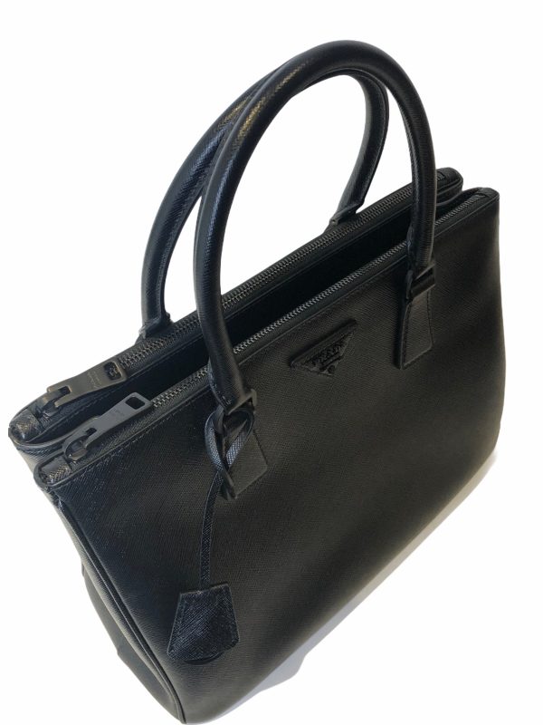 Prada All Black Hardware & Leather  Galleria  Tote Online Hot Sale