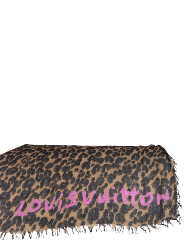 Louis Vuitton x Stephen Sprouse Cheetah Print Silk & Cashmere Scarf Hot on Sale