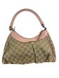 Gucci Monogram Canvas & Pink Leather Hobo For Sale