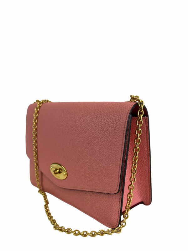 Mulberry BubbleGum Pink Grained Leather Medium  Darley  Crossbody on Sale