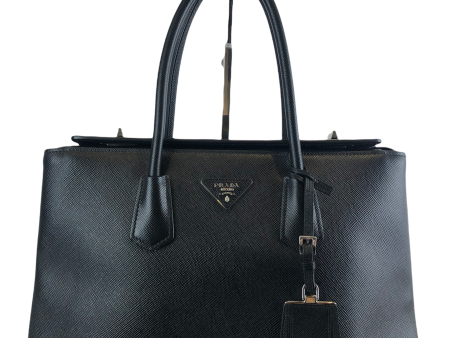 Prada Black Saffiano Leather  Turnlock Cuir Twin  Tote For Cheap